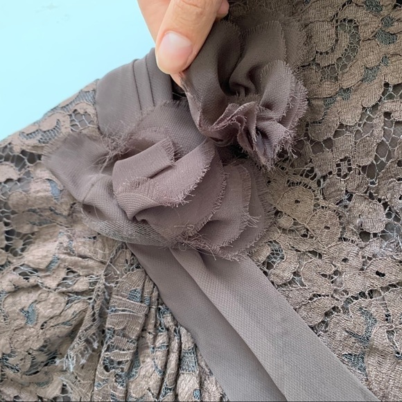 Elegant Strapless Brown Lace Dress - Picture 14 of 14